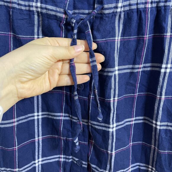 H&M Divided Plaid Shirt Dress Long Sleeves 100% Cotton Women Navy Blue Size 2 - Picture 5 of 12